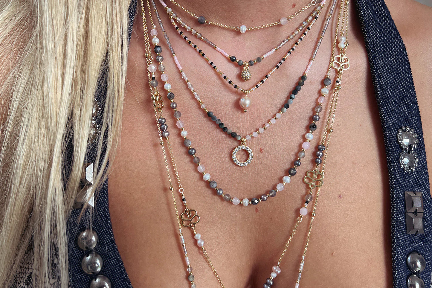 Multi Long Length Gemstone Necklace