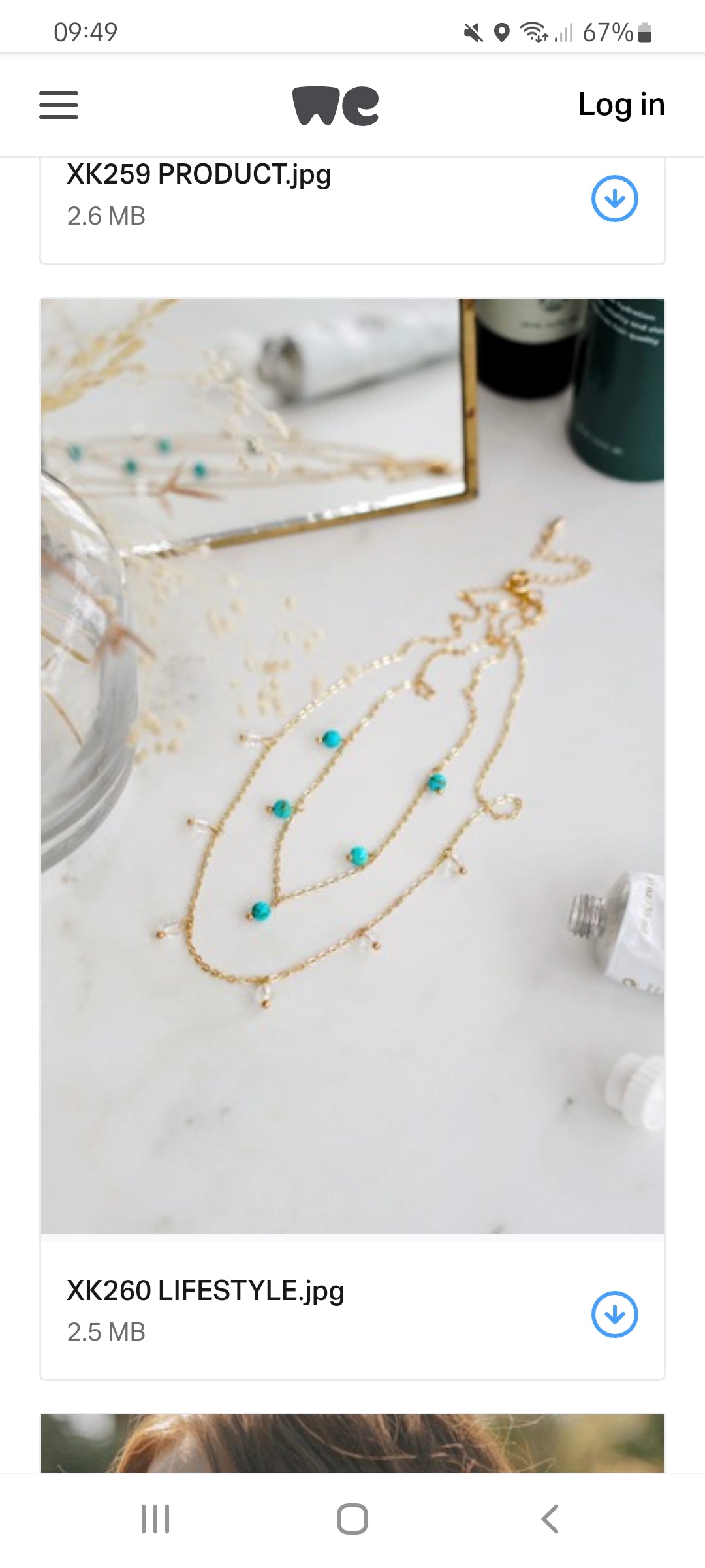 Gold Tone Turquoise & Clear Quartz Layered Necklace